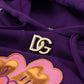Elegant Floral Hooded Pullover Sweater in Purple