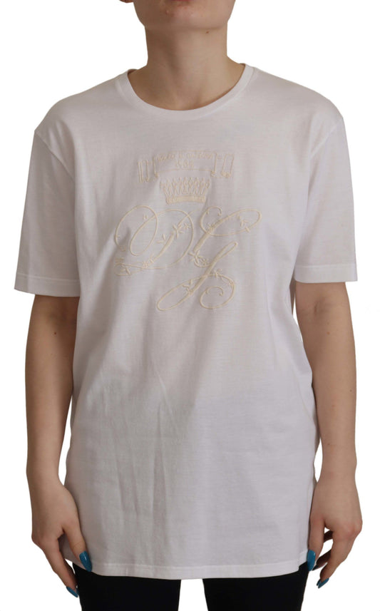 Elegant White Cotton Round Neck Tee