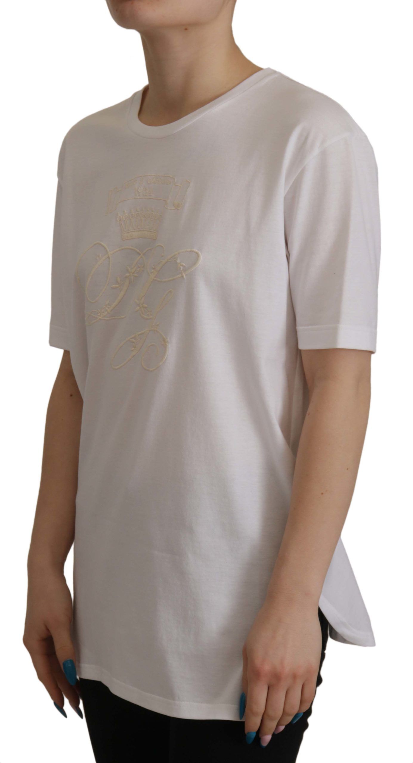 Elegant White Cotton Round Neck Tee