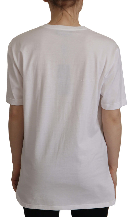 Elegant White Cotton Round Neck Tee