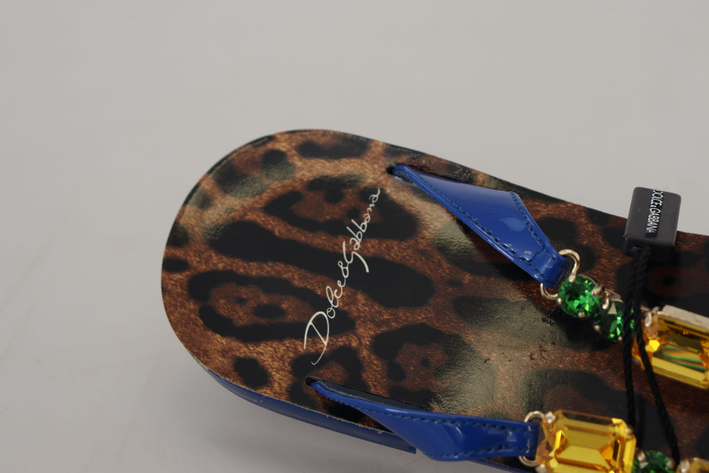 Blue Leopard Crystal Embellished Sandals