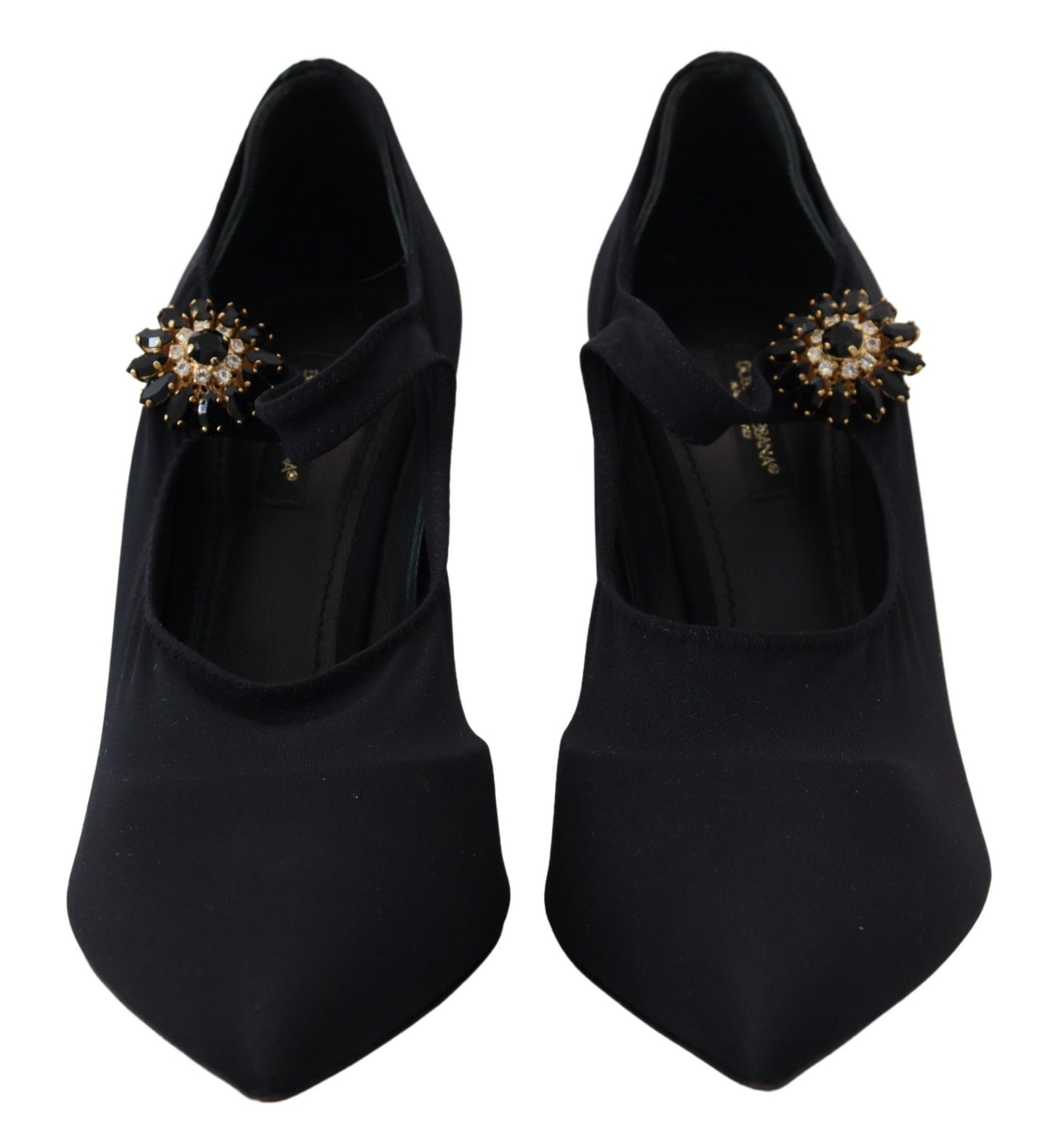 Black Socks Stretch Crystal Pumps Shoes