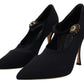 Black Socks Stretch Crystal Pumps Shoes