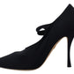 Black Socks Stretch Crystal Pumps Shoes