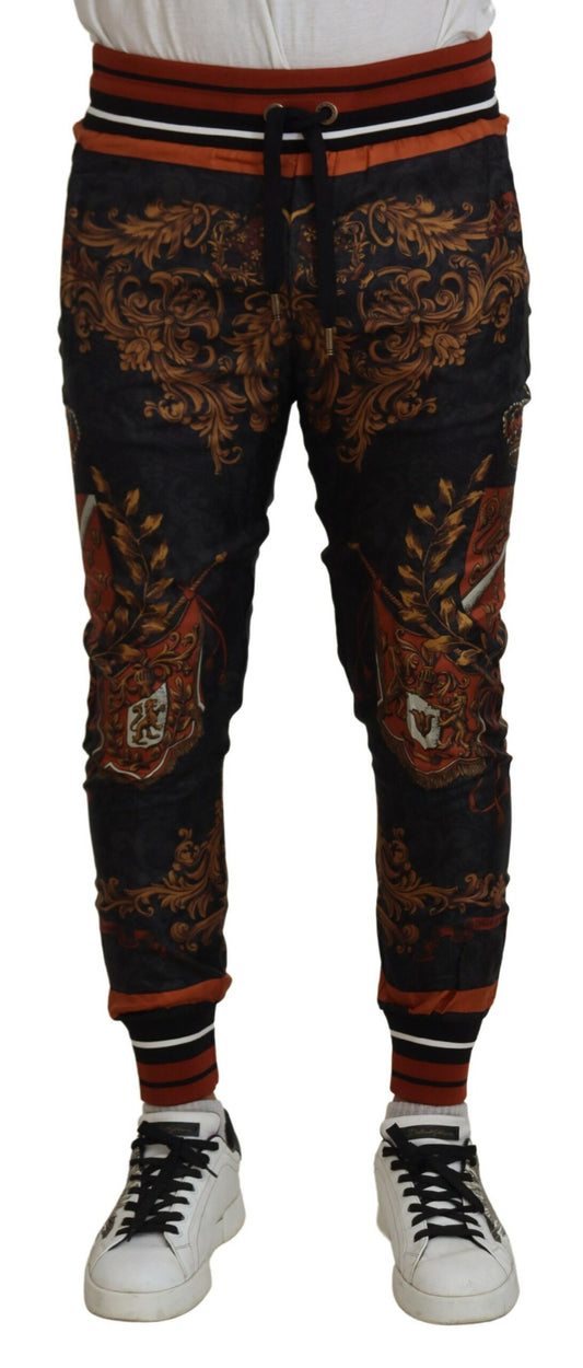 Gray Silk Baroque Crown Trousers Sport Pants