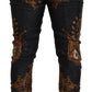 Gray Silk Baroque Crown Trousers Sport Pants