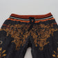 Gray Silk Baroque Crown Trousers Sport Pants