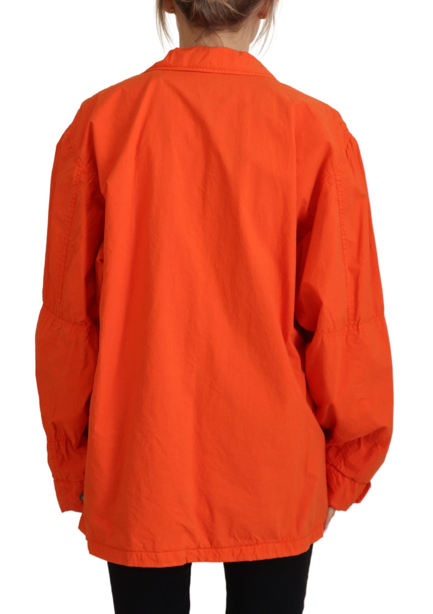 Elegant Orange Cotton Blend Jacket