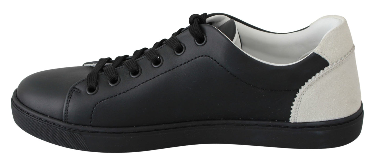 Elegant Black and White Leather Sneakers
