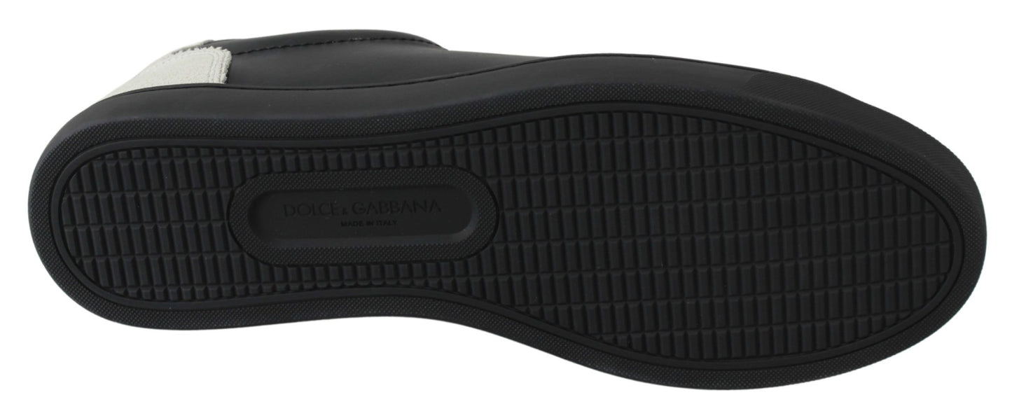 Elegant Black and White Leather Sneakers