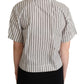 White Black Striped Shirt Blouse Top