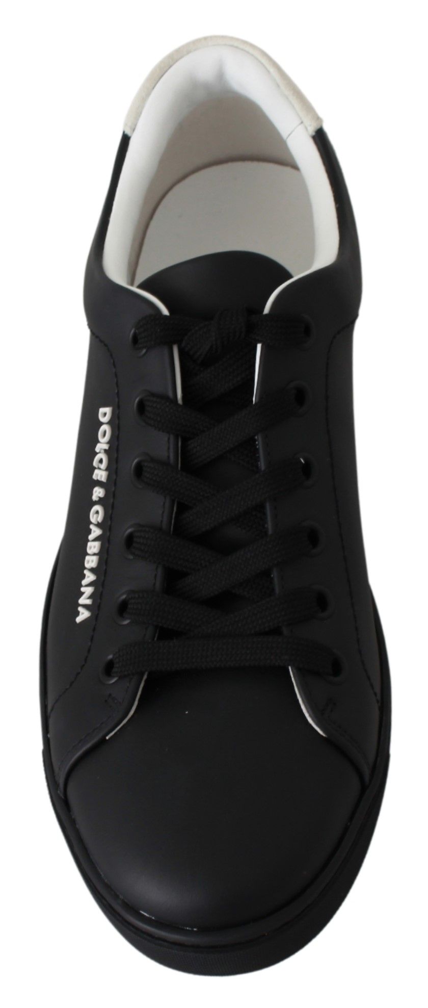 Elegant Black and White Leather Sneakers