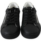 Elegant Black and White Leather Sneakers