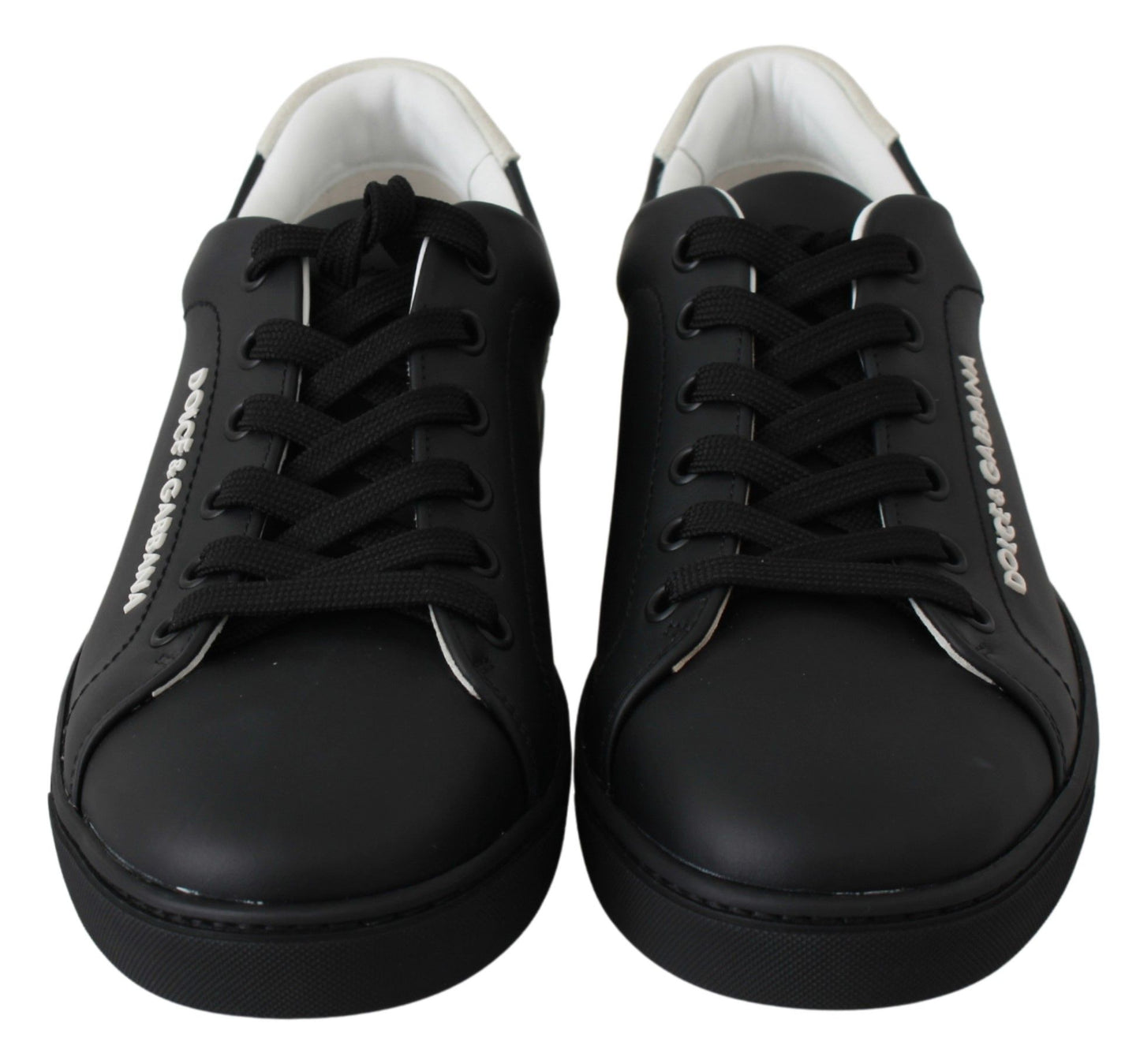 Elegant Black and White Leather Sneakers