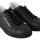 Elegant Black and White Leather Sneakers