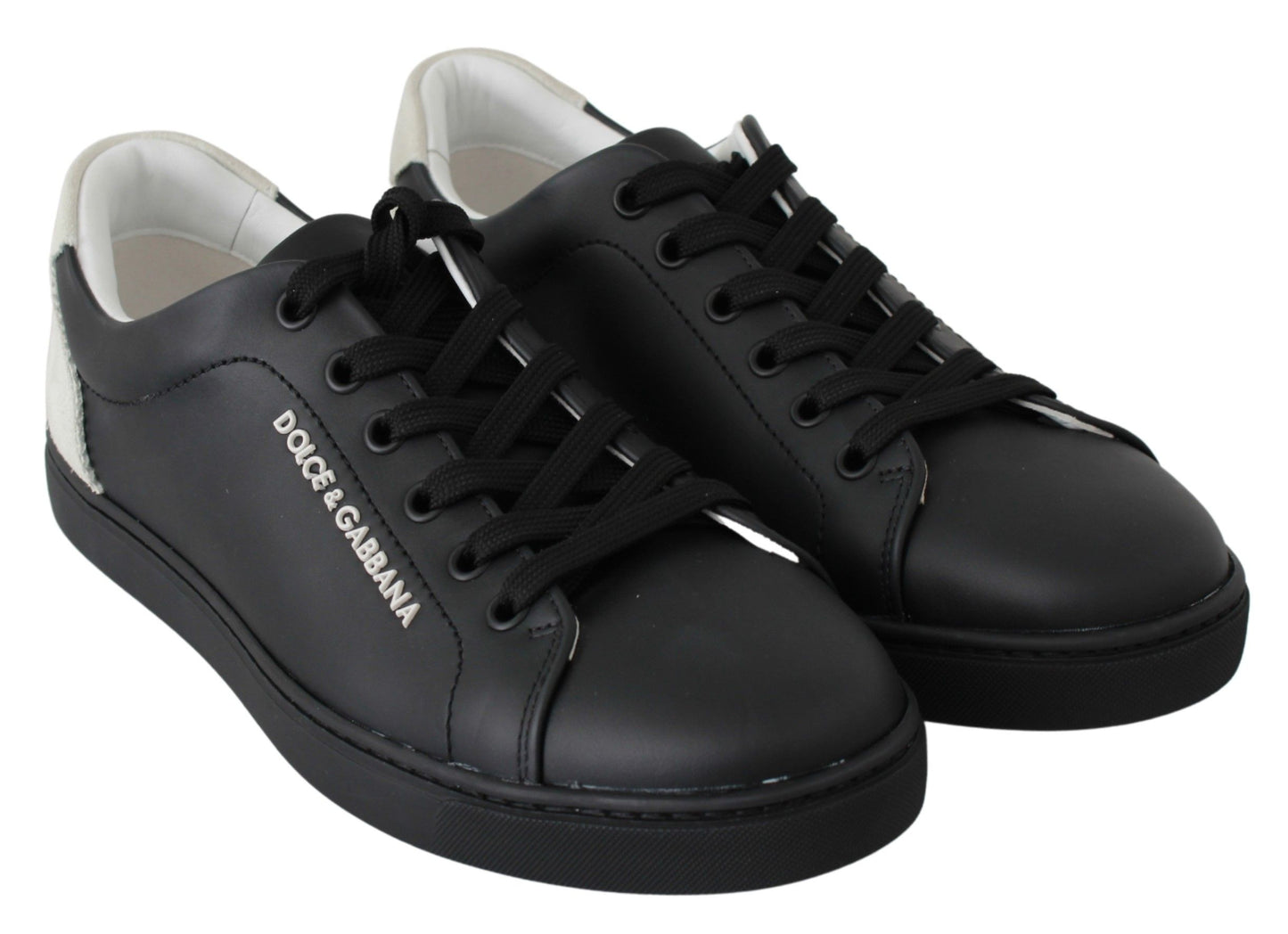 Elegant Black and White Leather Sneakers