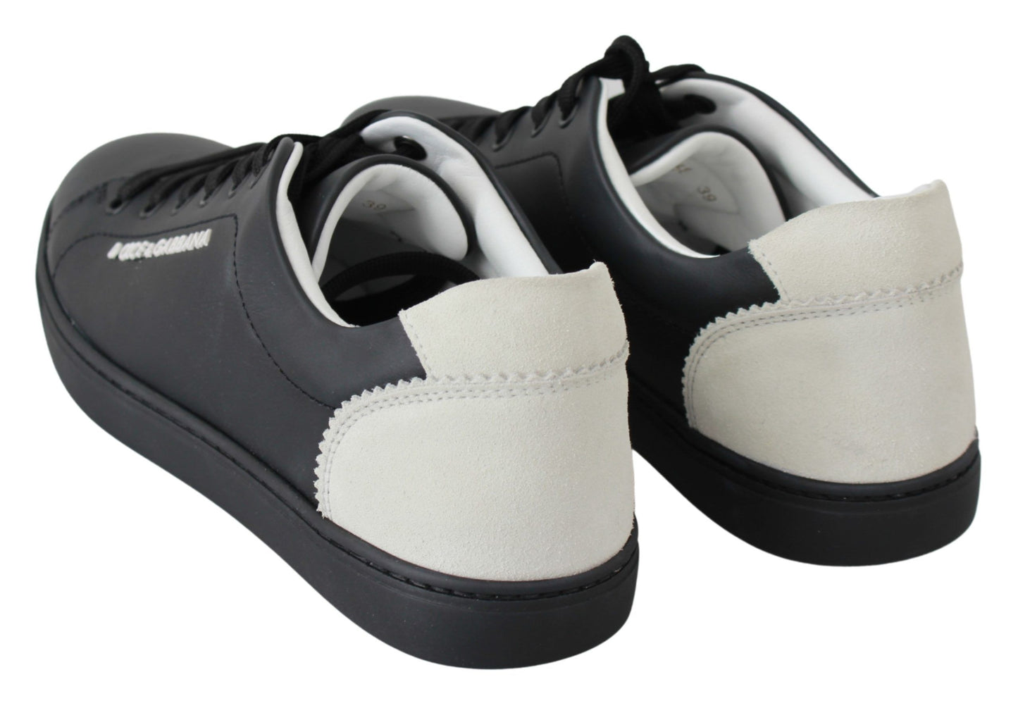 Elegant Black and White Leather Sneakers