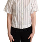 White Black Stripes Collared Shirt Top