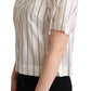 White Black Stripes Collared Shirt Top