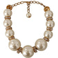 Elegant Gold-Tone Faux Pearl Charm Necklace