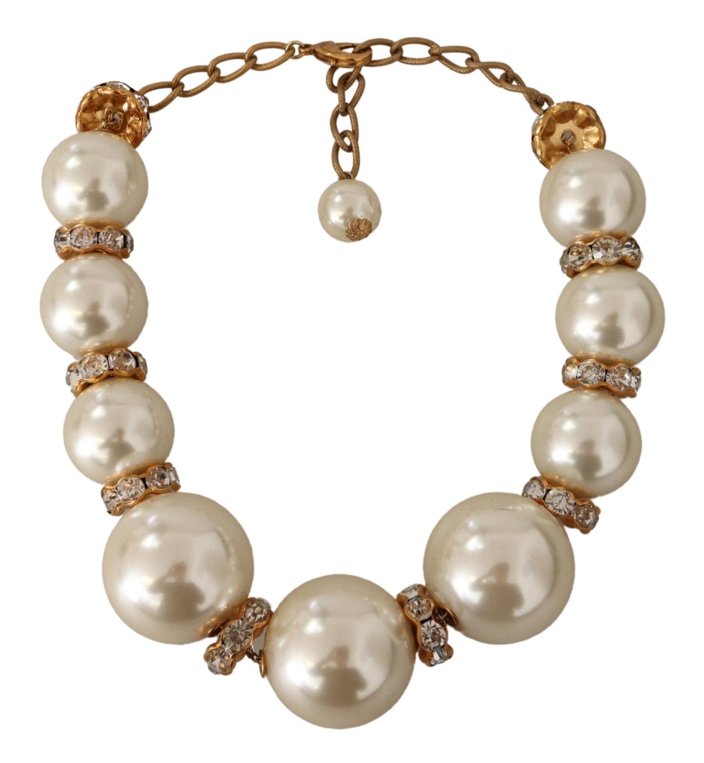 Elegant Gold-Tone Faux Pearl Charm Necklace