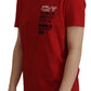 Elegant Red Crewneck Cotton Tee