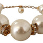 Elegant Gold-Tone Faux Pearl Charm Necklace