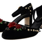 Black Pearl Crystal Vally Heels Sandals Shoes