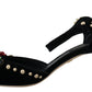 Black Pearl Crystal Vally Heels Sandals Shoes