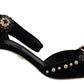 Black Pearl Crystal Vally Heels Sandals Shoes