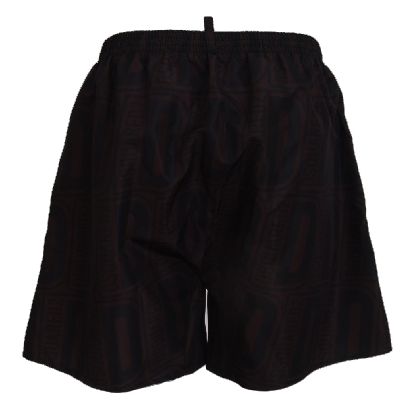 Chic Black and Brown Printed Swim Shorts