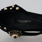 Black Pearl Crystal Vally Heels Sandals Shoes
