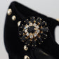 Black Pearl Crystal Vally Heels Sandals Shoes