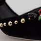 Black Pearl Crystal Vally Heels Sandals Shoes