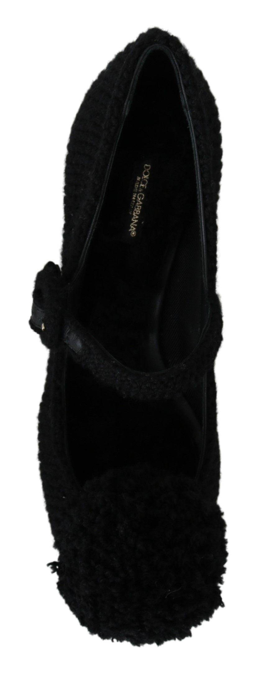 Elegant Black Wool Mary Janes Pumps