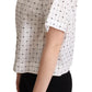 White Polka Dot Cotton Collared Shirt Top