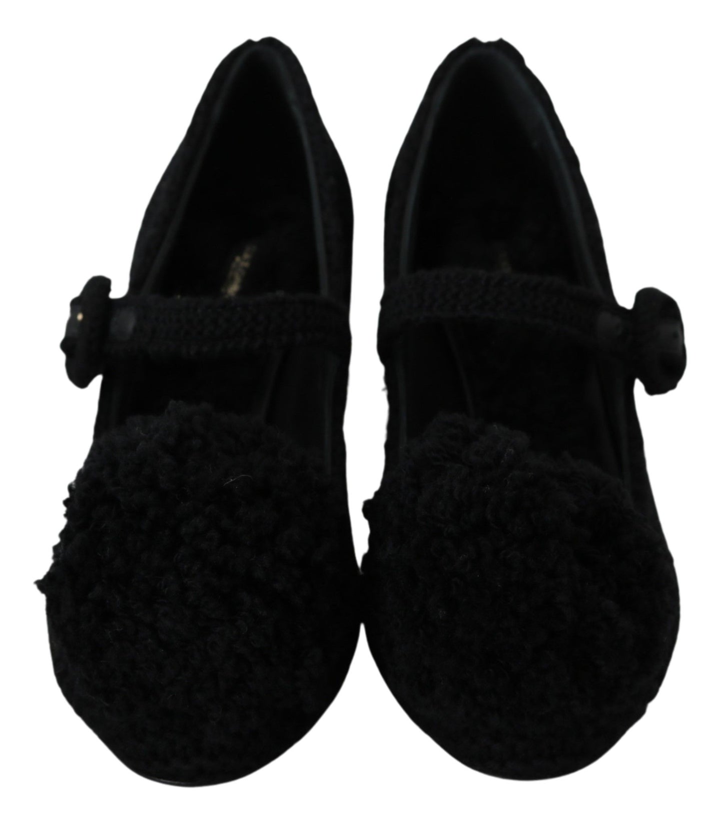 Elegant Black Wool Mary Janes Pumps