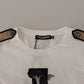 White Black Roses Crewneck Cotton  T-shirt