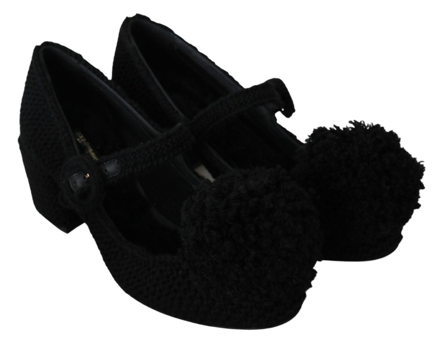 Elegant Black Wool Mary Janes Pumps