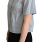 White Blue Polka Dot Cotton Shirt