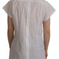 Elegant Sleeveless Tuxedo Blouse with Crystal Buttons