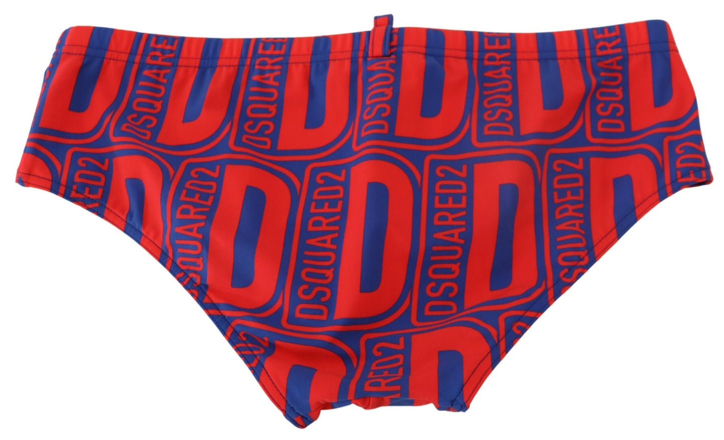 Chic Red Swim Briefs with Blue Logo Accent