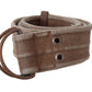 Beige Leather Logo Belt Sling Cintura Buckle Belt