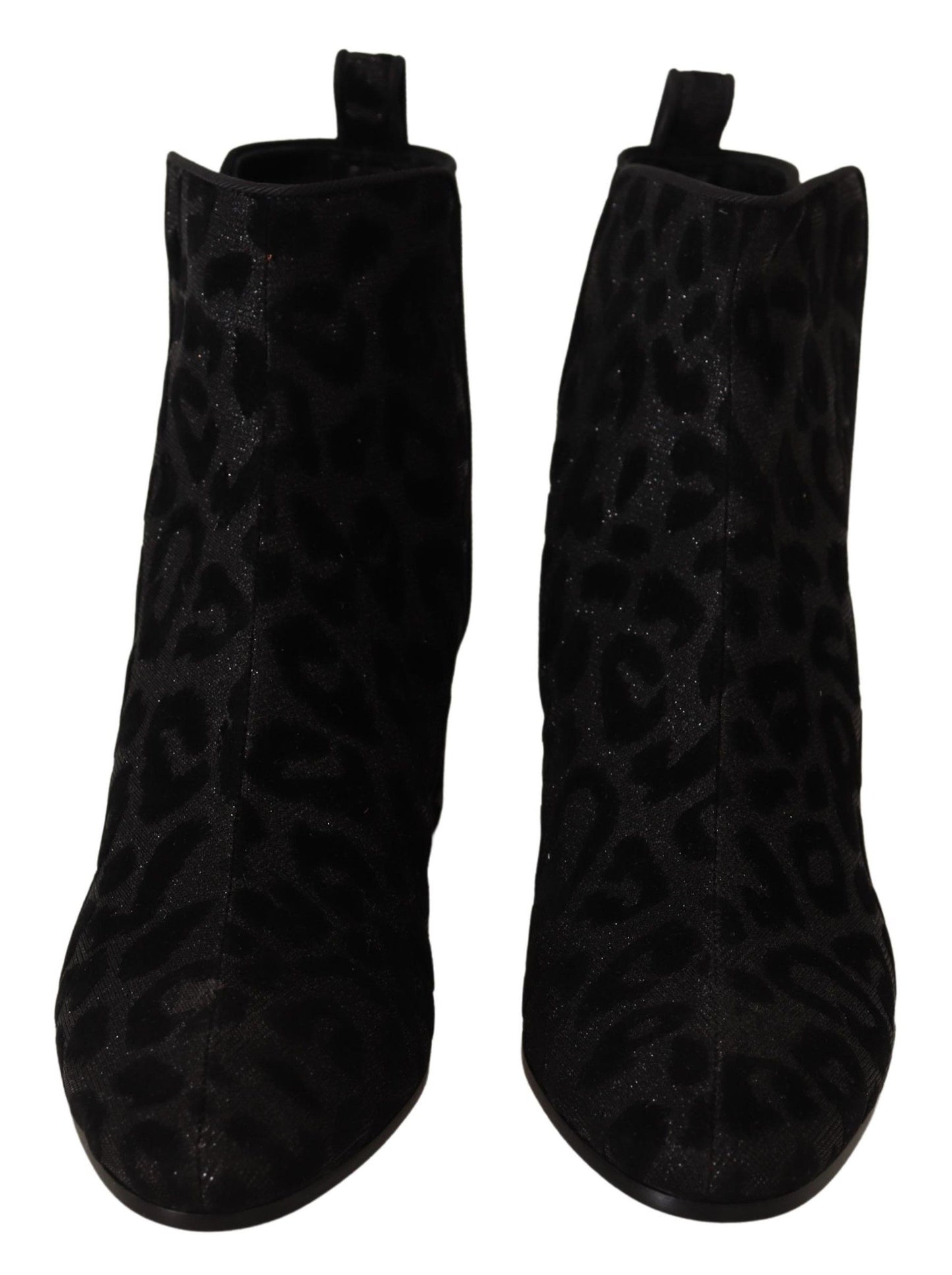 Elegant Black Leopard Night Ankle Boots