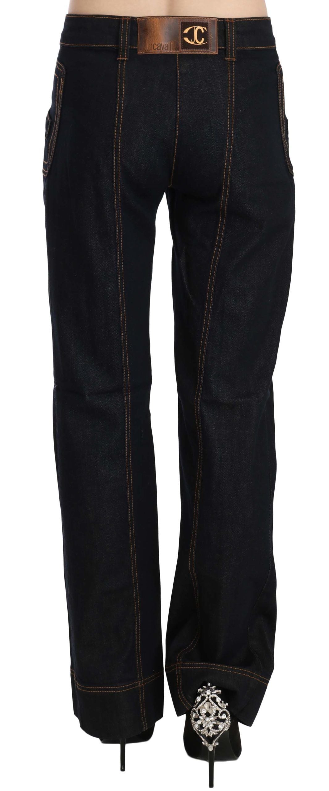 Elegant Mid Waist Straight Denim Pants