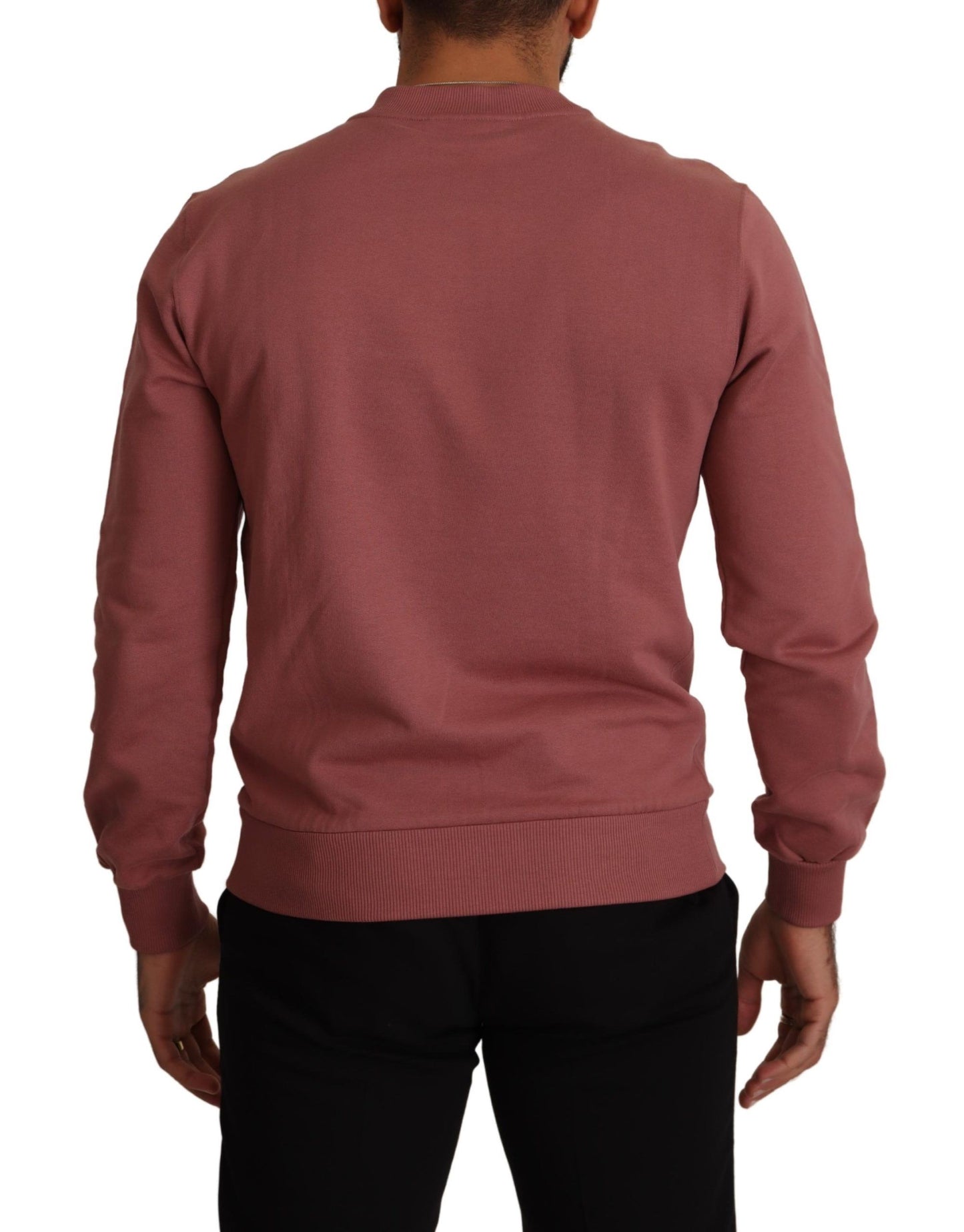 Elegant Pink Cotton Crew Neck Sweater