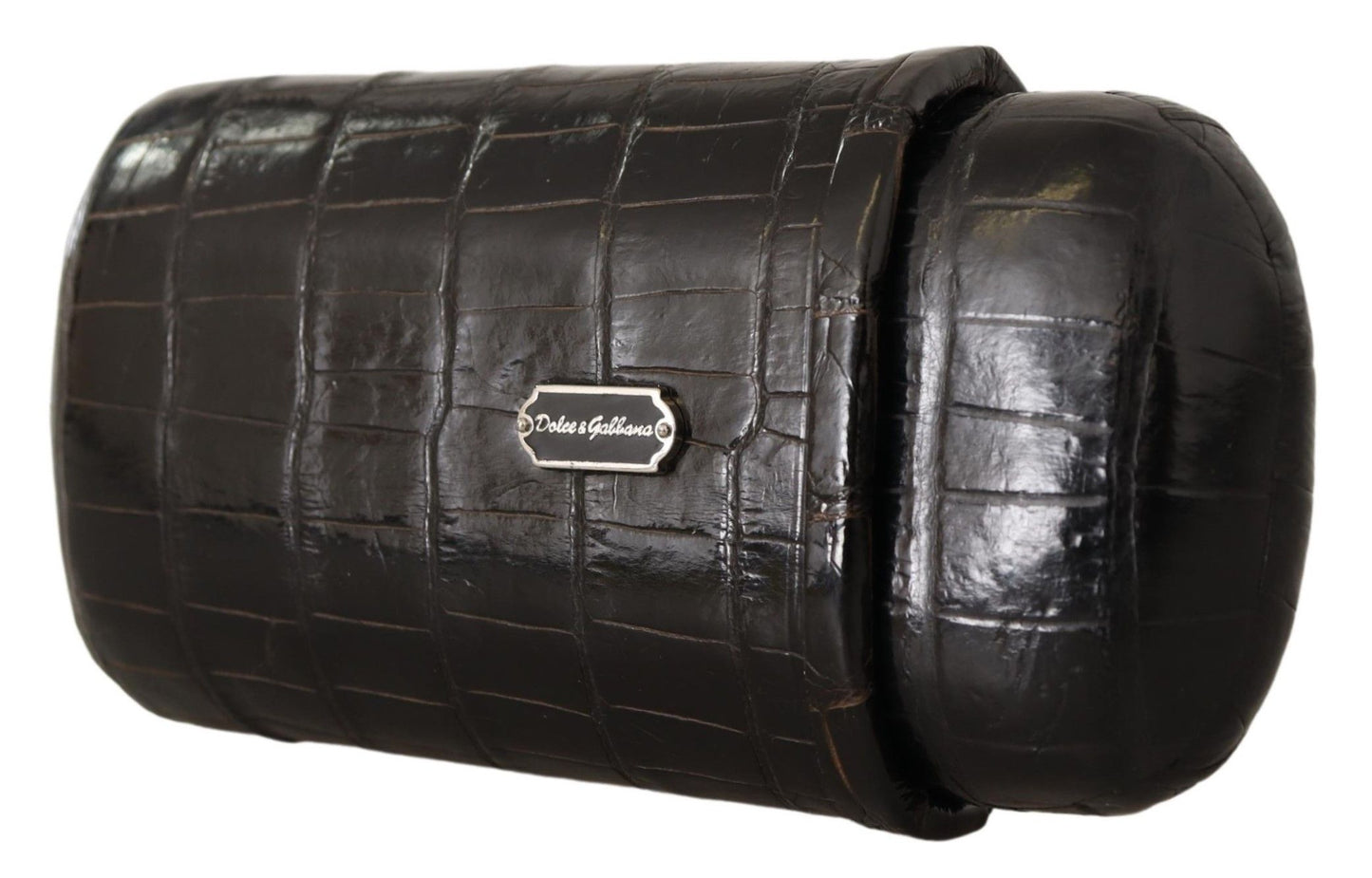 Elegant Dual Slot Crocodile Leather Cigar Case