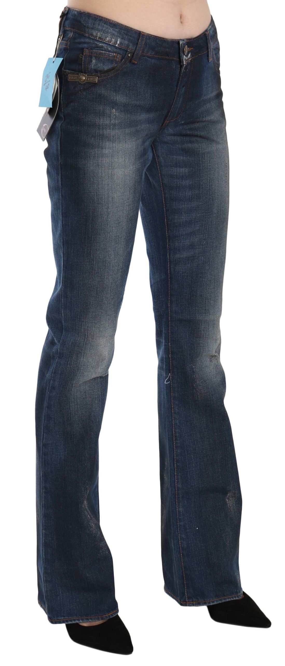 Elegant Mid Waist Boot Cut Denim Pants