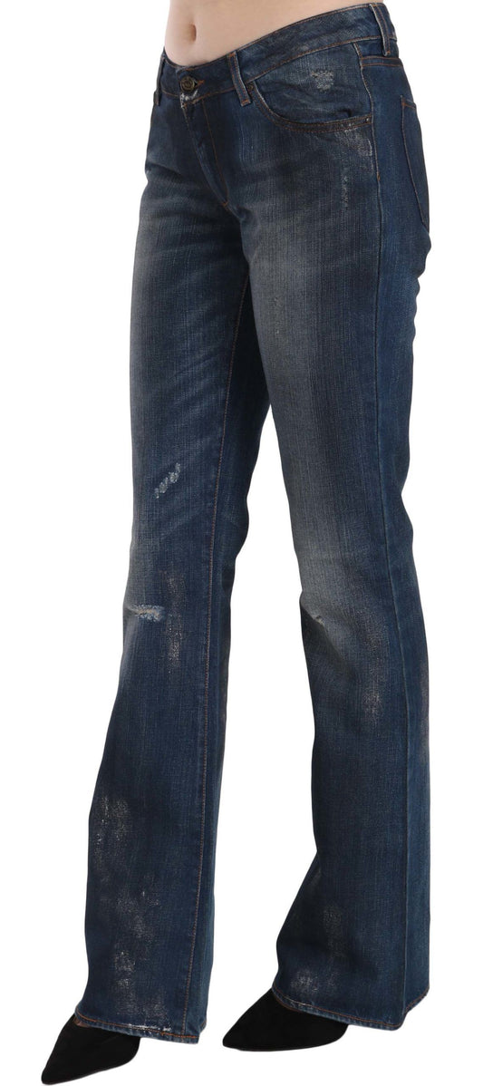 Elegant Mid Waist Boot Cut Denim Pants