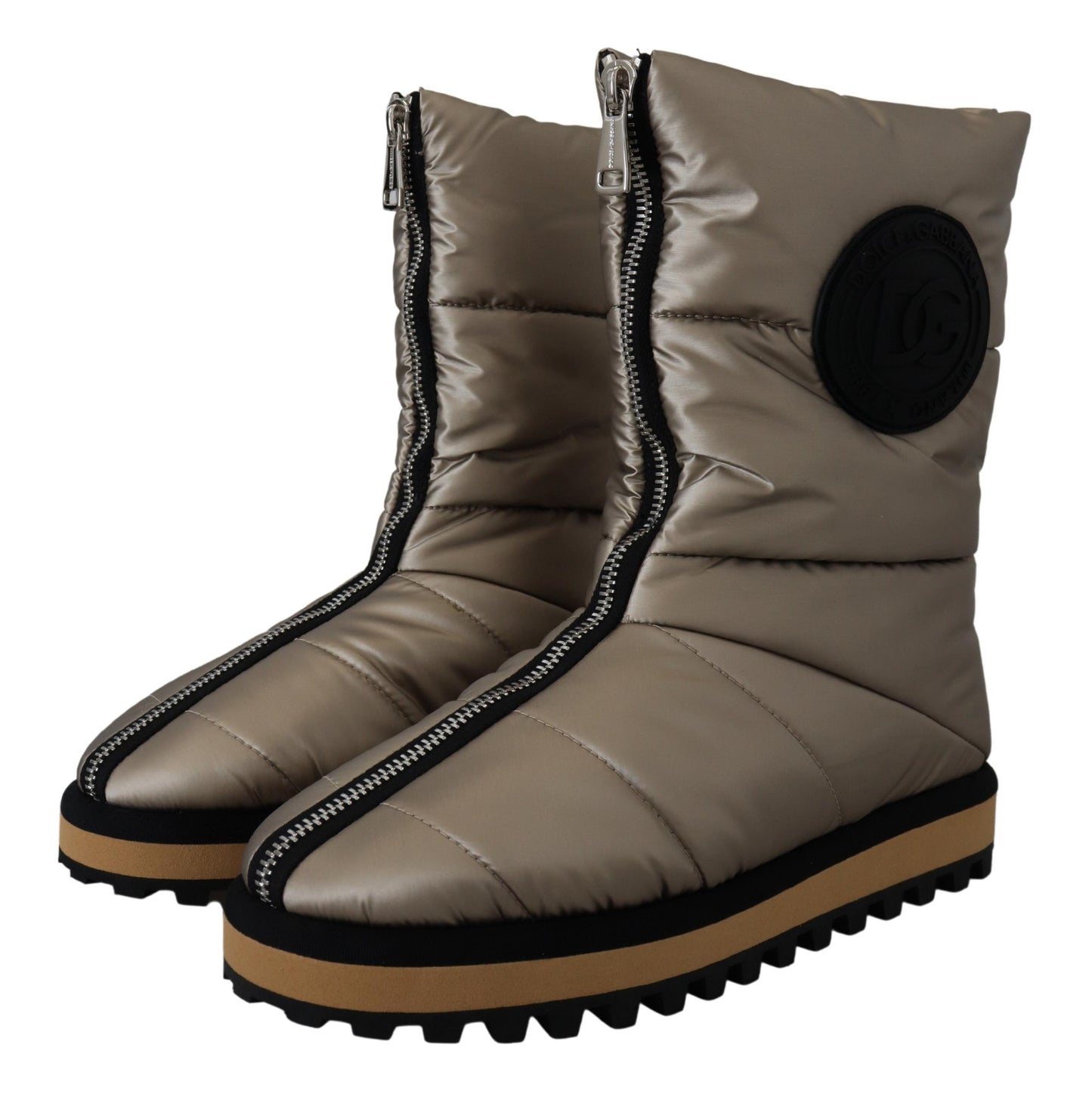 Silver Platino Mid Calf Designer Boots